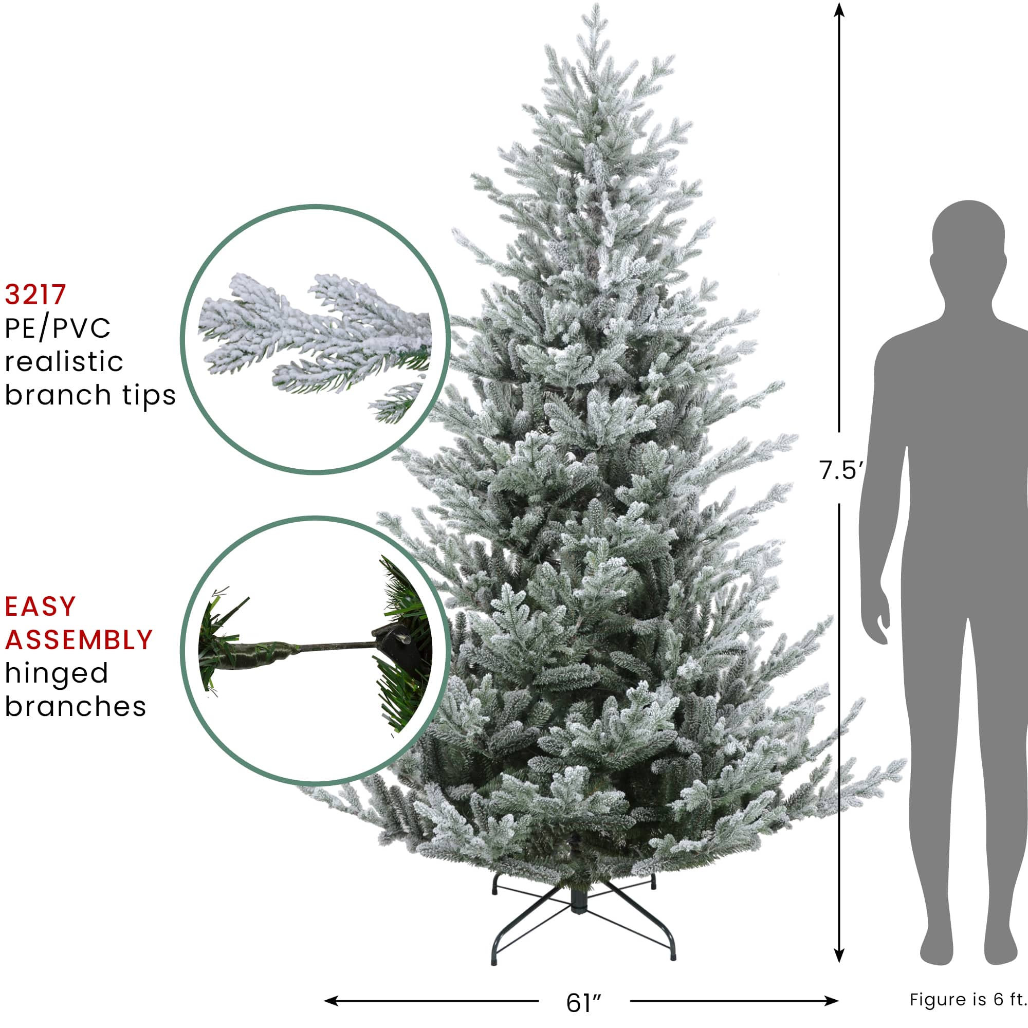 7.5ft. Unlit Real Touch™️ Flocked Little River Fir Artificial Christmas Tree